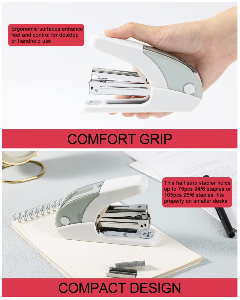 PAPERPAL Effortless Standard Stapler Set  20 Sheet Capacity  Half Strip  Built-in Staples Storage  Holds 1/4"" Staples  Includes 1000 Staples and A Staple Remover  Office  School & Personal Use  White - Image 5